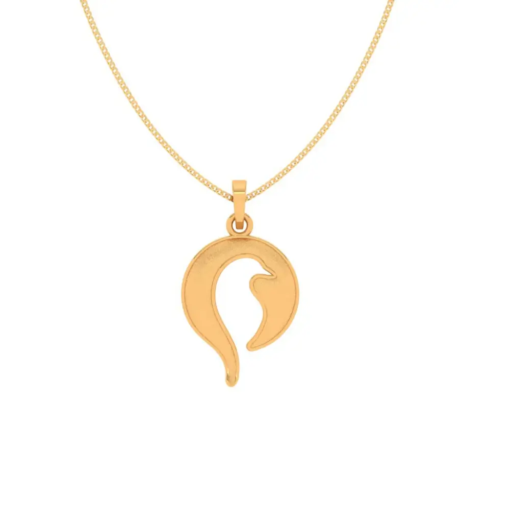 Minimalist Dolphin Swirl Gold Pendant