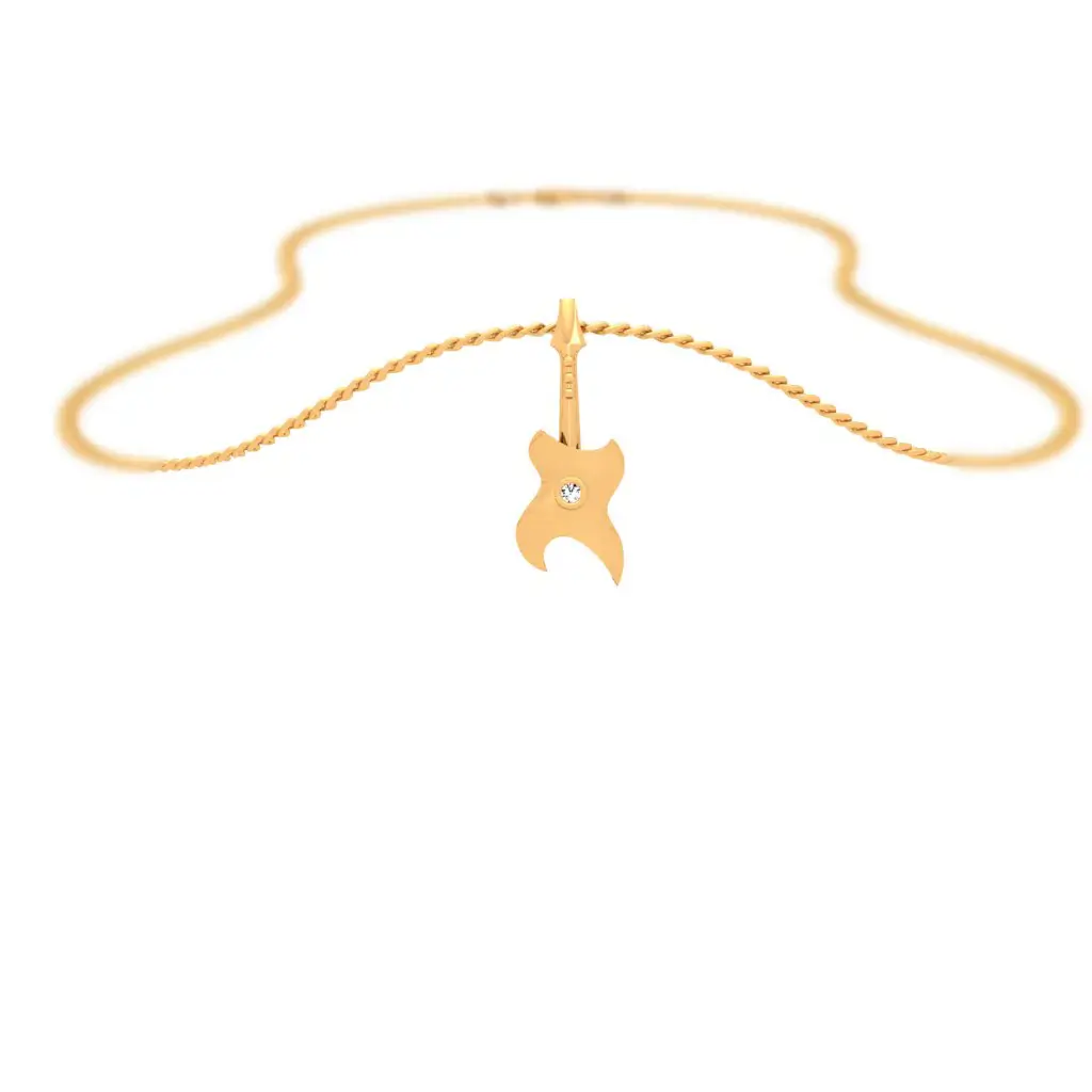 Rockstar Guitar Diamond Gold Pendant