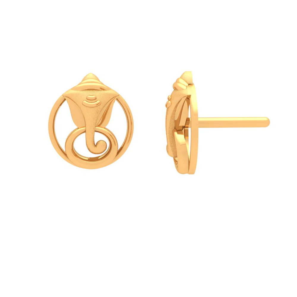 The Divine Vignaharta Ganesha Circular Gold Stud Earrings