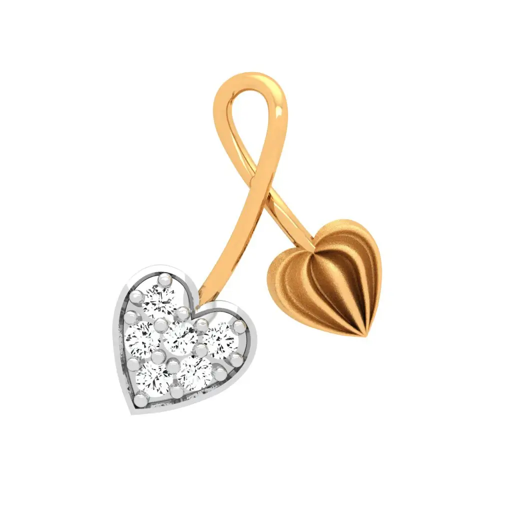 Dual Heart Cherry Blossom Diamond Pendant