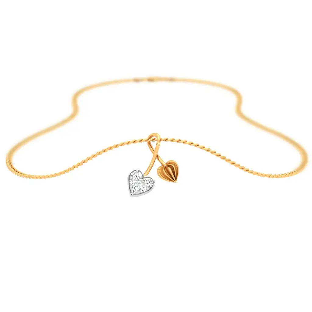 Dual Heart Cherry Blossom Diamond Pendant