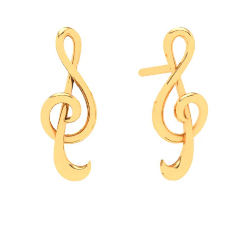 The Symphony Treble Clef Gold Stud Earrings