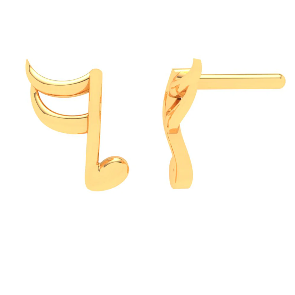 The Crescendo Sixteenth Note Gold Stud Earrings