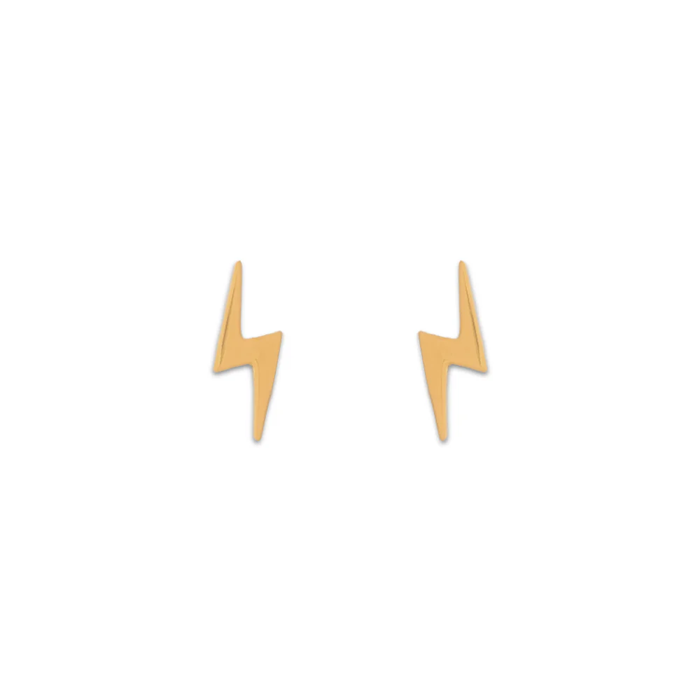 The Electric Bolt Minimalist Gold Stud Earrings
