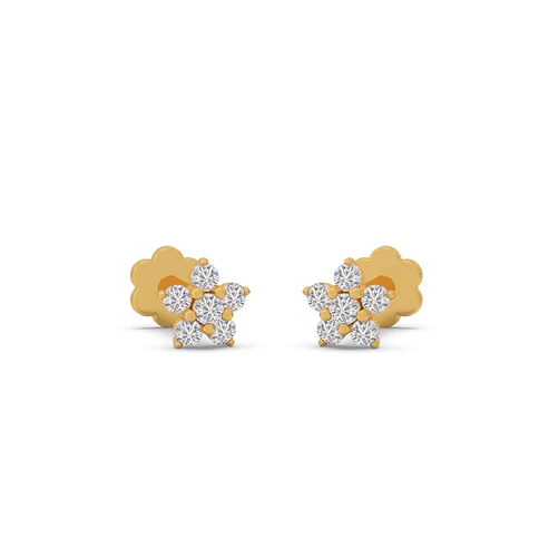The Celestial Blossom Diamond Gold Stud Earrings