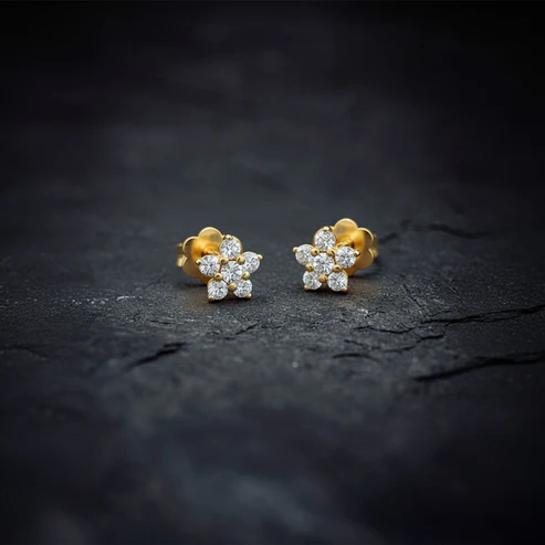 The Celestial Blossom Diamond Gold Stud Earrings