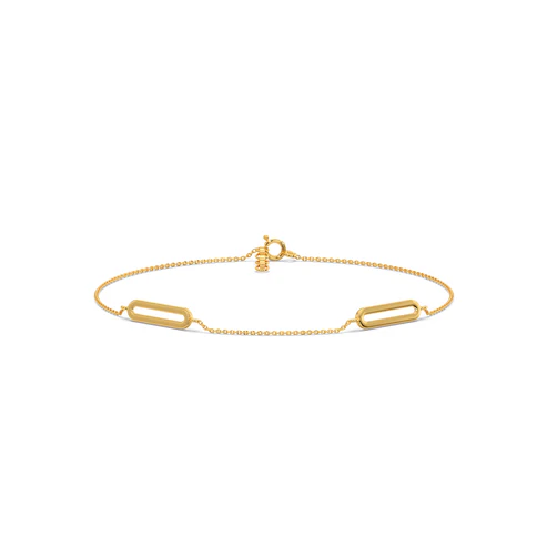 The Aura Minimalist Geometric Link Gold Chain Bracelet
