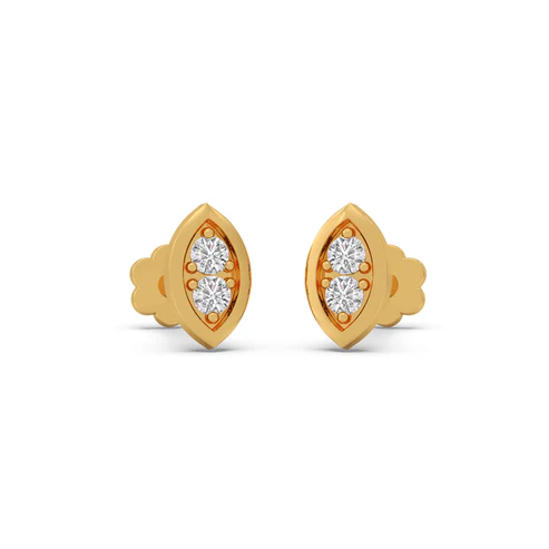 The Ethereal Marquise Dual Diamond Gold Stud Earrings