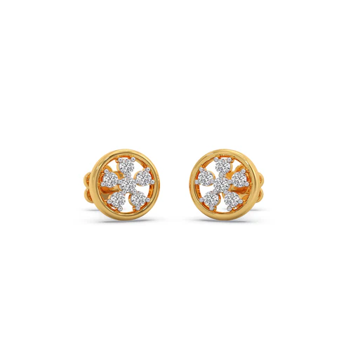 The Aura Wheel Diamond Floral Stud Earrings