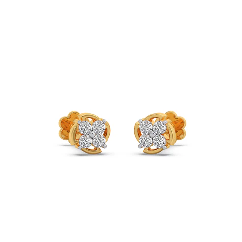 The Swirl Aura Diamond Clover Stud Earrings
