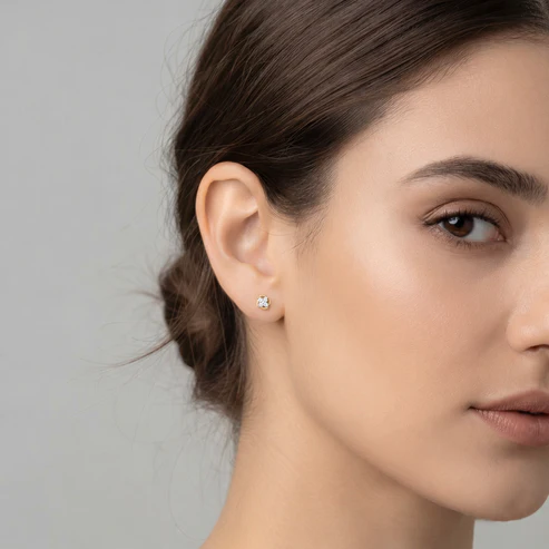 The Swirl Aura Diamond Clover Stud Earrings