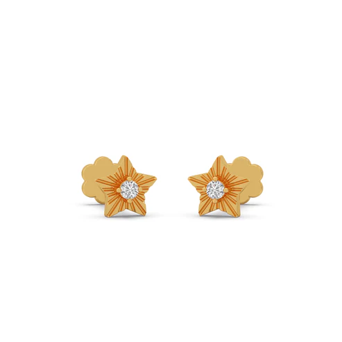 The Celestial Nova Starburst Diamond Gold Stud Earrings
