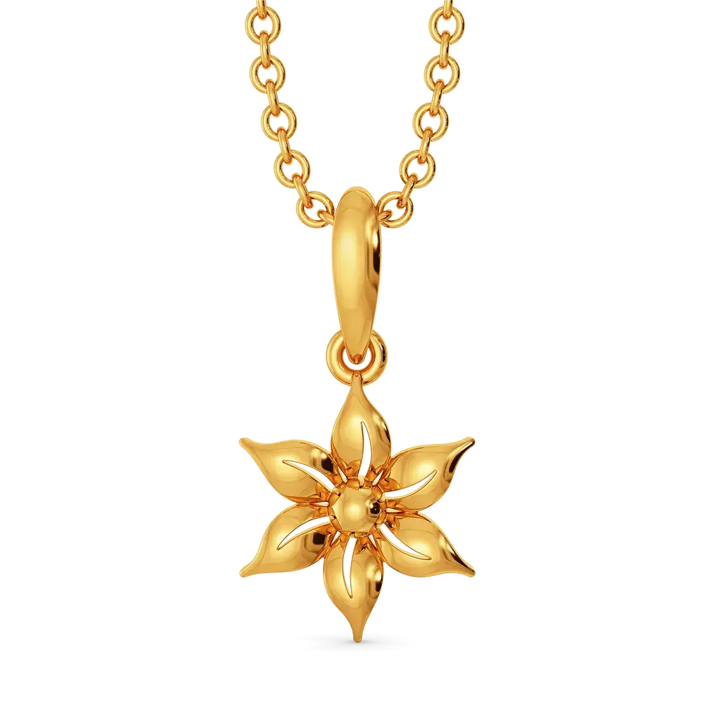 In Full Floral Bloom Gold Pendant