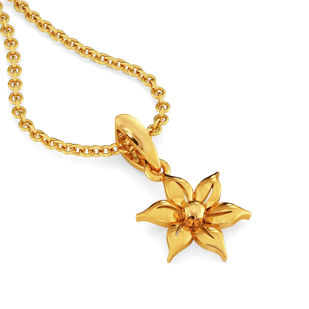 In Full Floral Bloom Gold Pendant