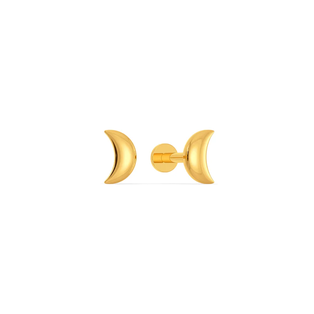 Luna Eclipse Gold Crescent Moon Stud Earrings