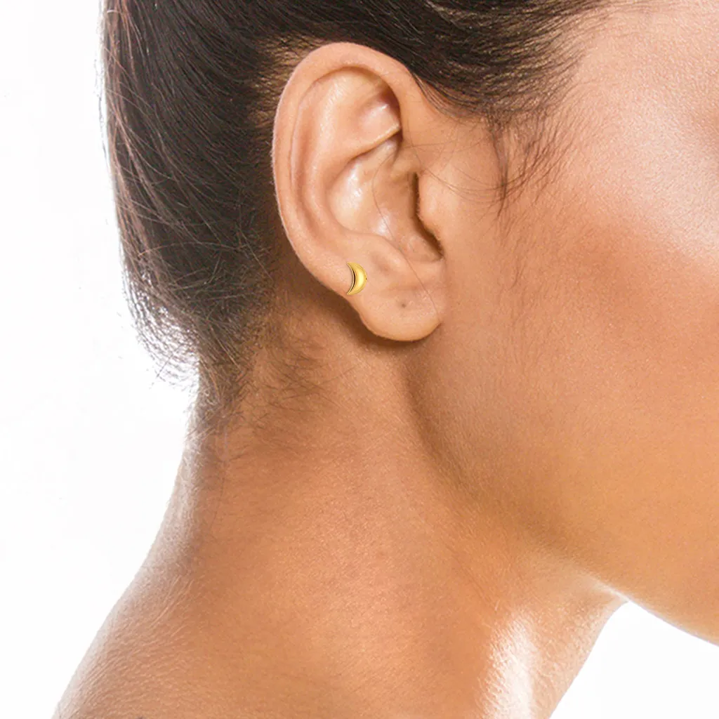 Luna Eclipse Gold Crescent Moon Stud Earrings