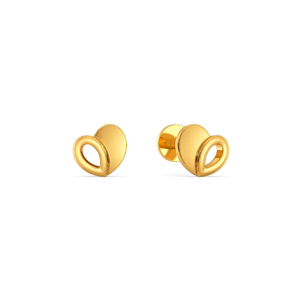 Aria Dual Texture Yellow Gold Heart Stud Earrings
