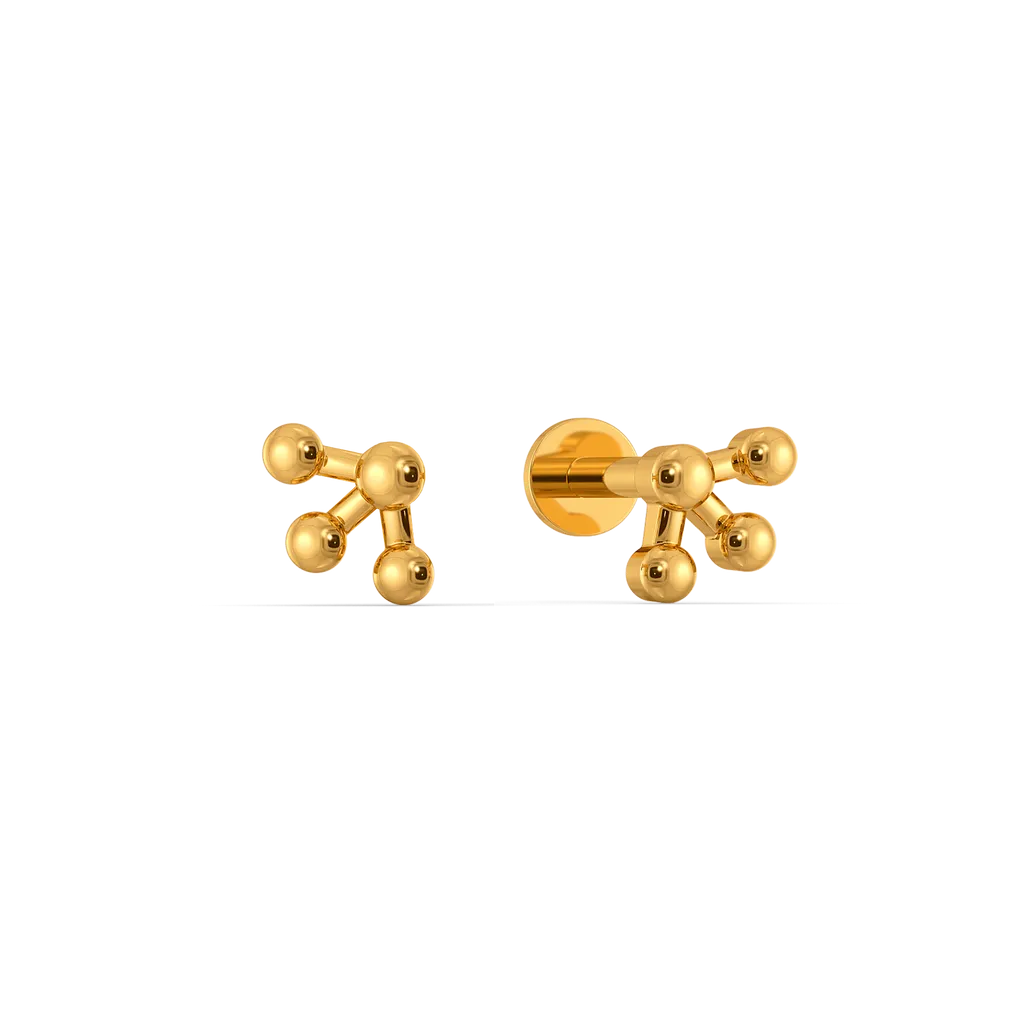 Orbital Cluster Yellow Gold Molecular Stud Earrings