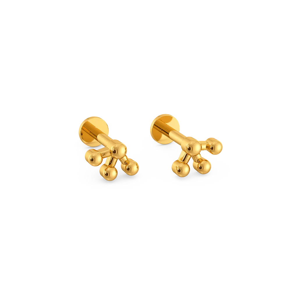 Orbital Cluster Yellow Gold Molecular Stud Earrings