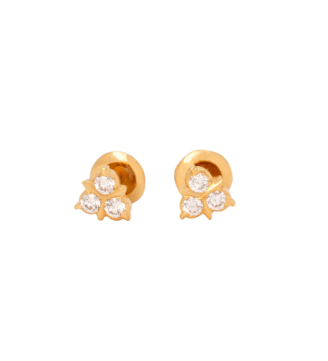 Elegant Floral Diamond Stud Earrings