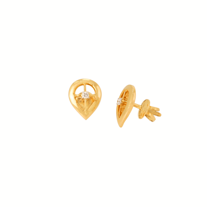 Teardrop Charm 18K Yellow Gold Diamond Earrings Teardrop Charm 18K Yellow Gold Diamond Earrings