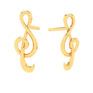 The Symphony Treble Clef Gold Stud Earrings