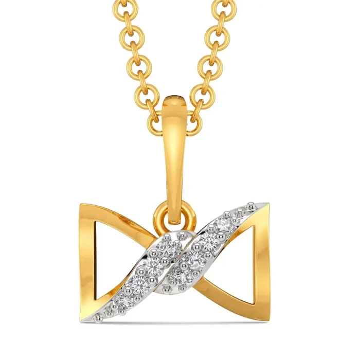 Bound to Bow Diamond Pendant01 Bridal gold necklace from best jewellery shop in Bangalore