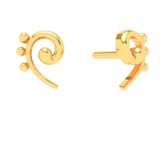 The Golden Cadence Bass Clef Stud Earrings