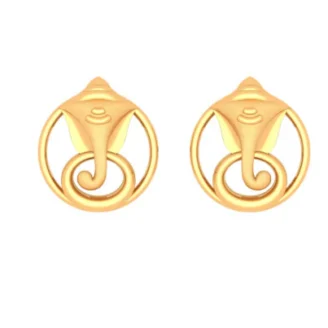 The Divine Vignaharta Ganesha Circular Gold Stud Earrings