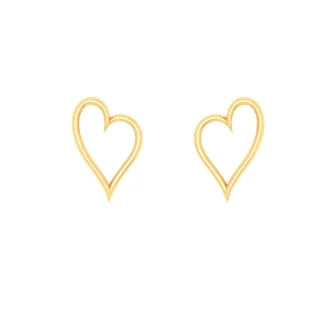 Golden Heartline Open Stud Earrings
